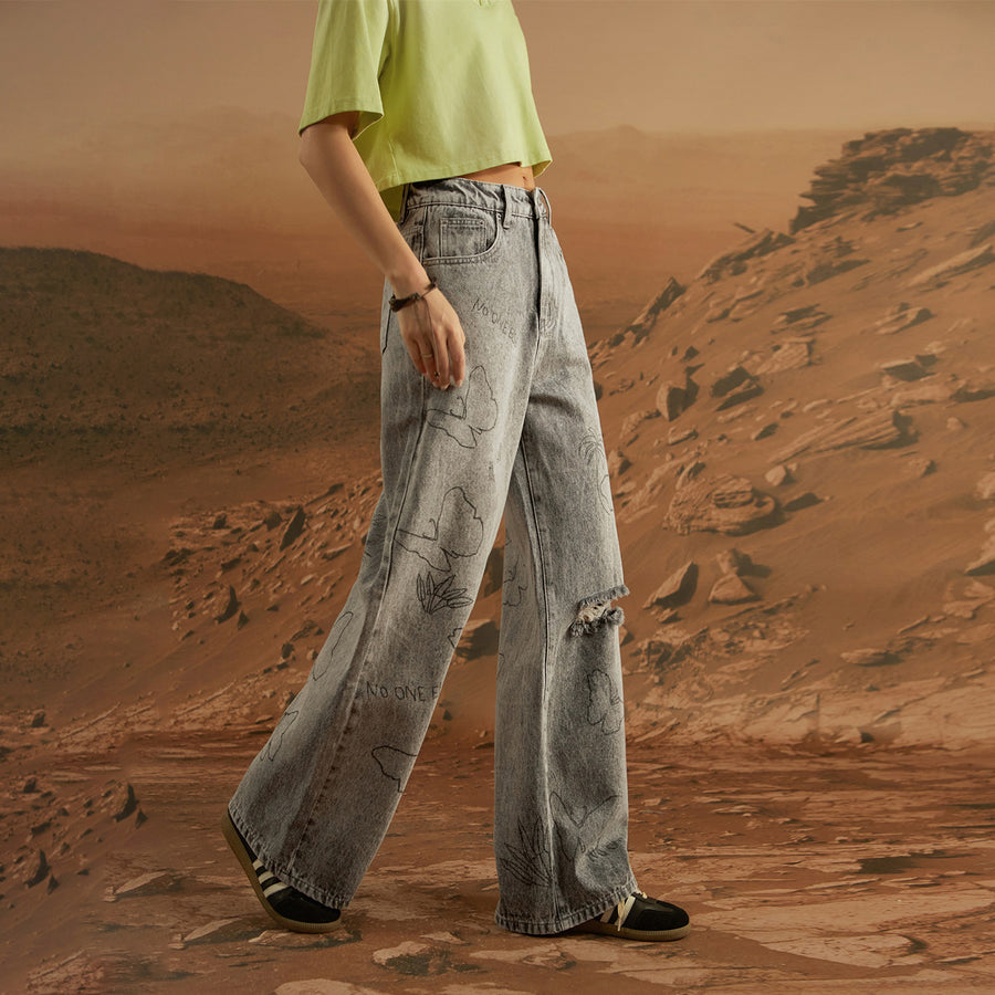 CHUU Distressed Vintage Washed Denim Jeans