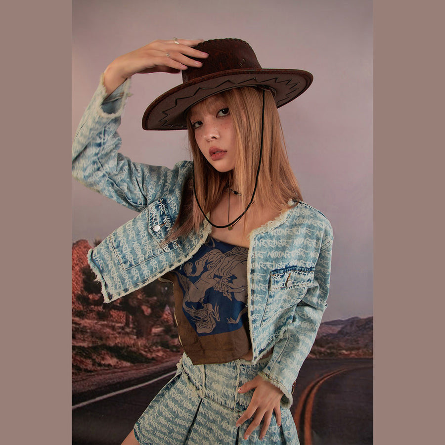 CHUU Loose-Fit Denim Cropped Jacket