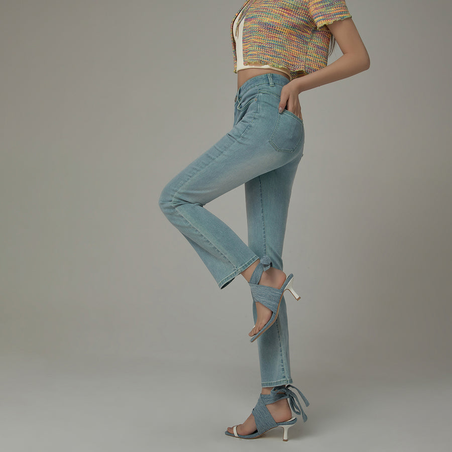 CHUU Chuu Pocket Design Semi Bootcut Denim Jeans