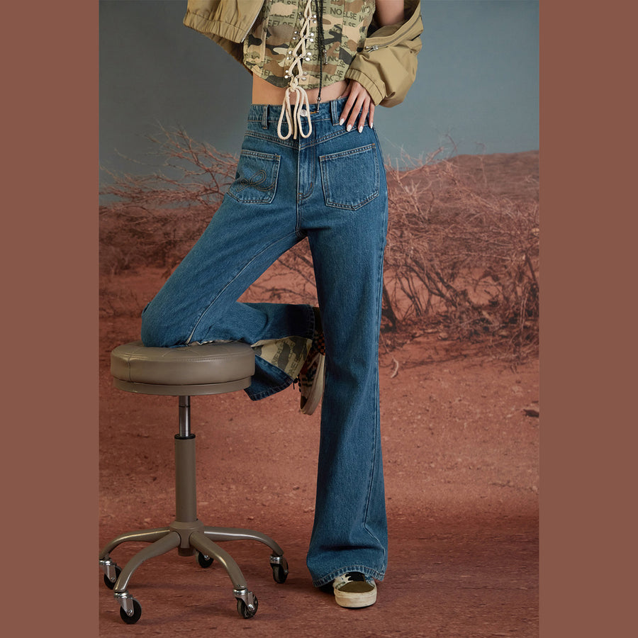 CHUU A Side Of Camouflage Bootcut Jeans