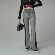 Two-Toned Cut Slit Bootcut Jeans
