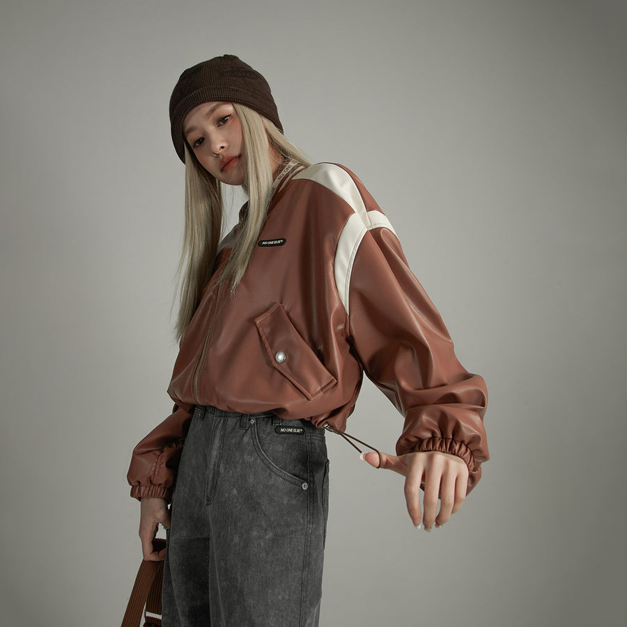 CHUU Line Color Combination Leather Jacket