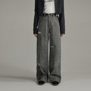 Washing Wide Distressed Denim Jeans