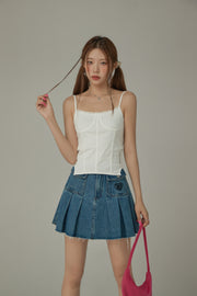 Color Bustier Slim Sleeveless Top