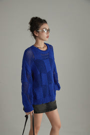 Knitted Design Slit Sweater