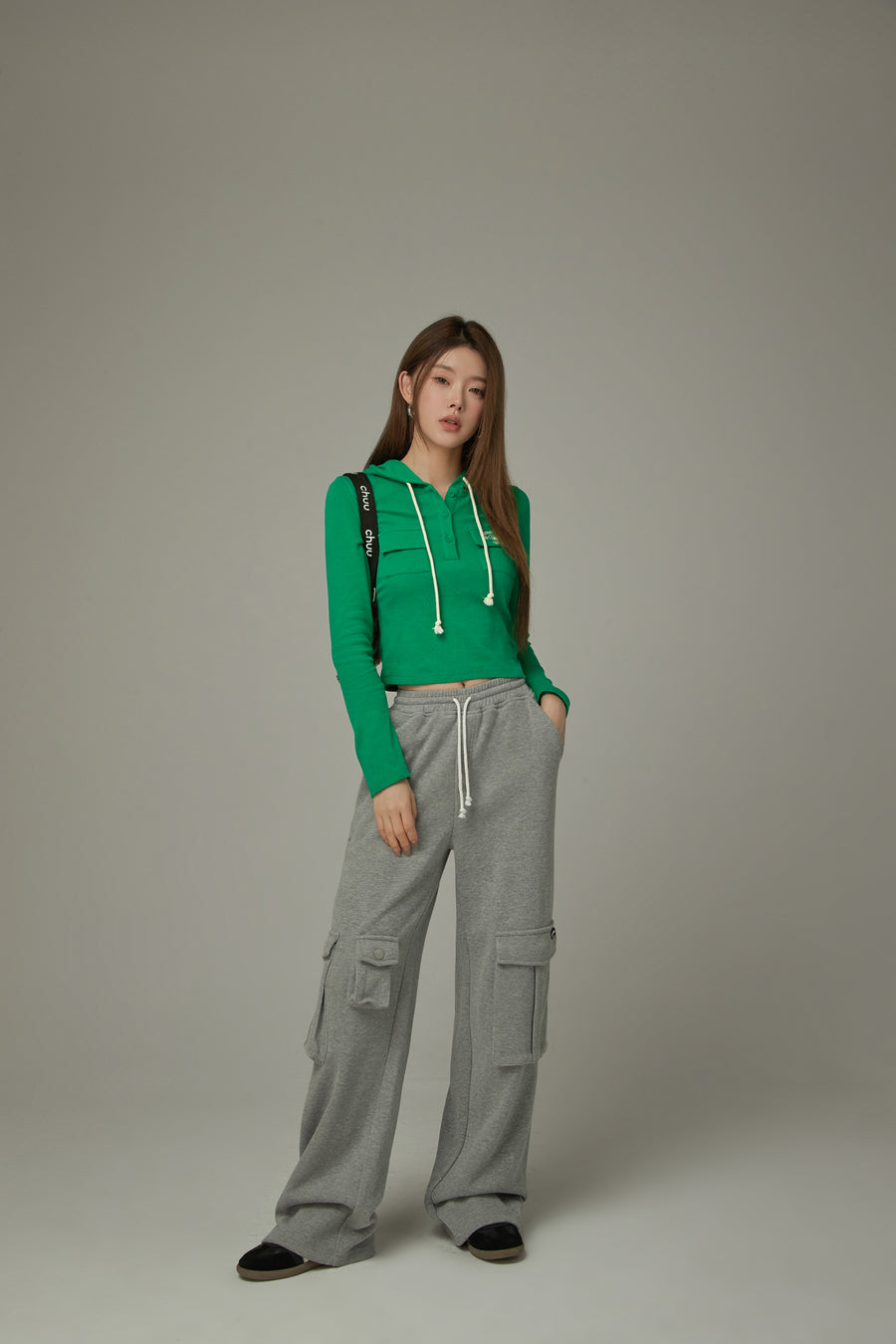 CHUU Pocket Hooded Color T-Shirt