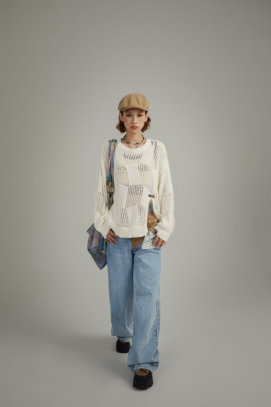 CHUU Knitted Design Slit Sweater