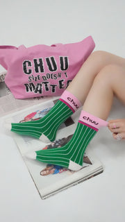 Color Logo Vertical Stripes High Socks