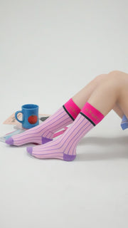 Color Logo Vertical Stripes High Socks