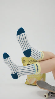 Color Logo Vertical Stripes High Socks