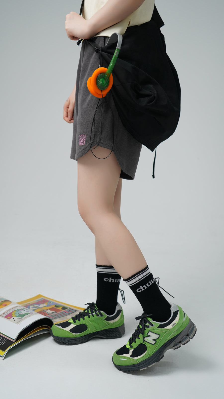 CHUU Logo Ribbon Knit High Socks