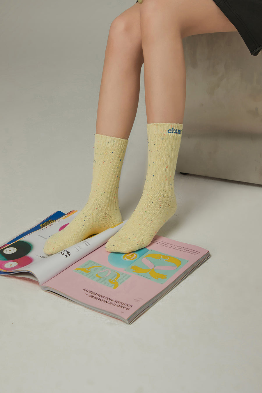 CHUU Colored Ribbed High Socks