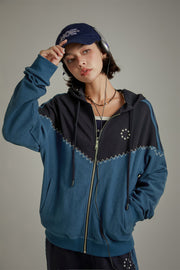 Stitch Color Hooded Zip-Up