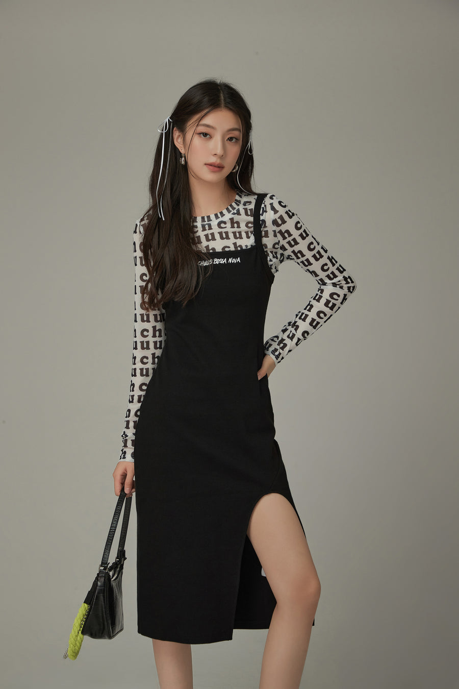 CHUU Slit Sleeveless Long Dress