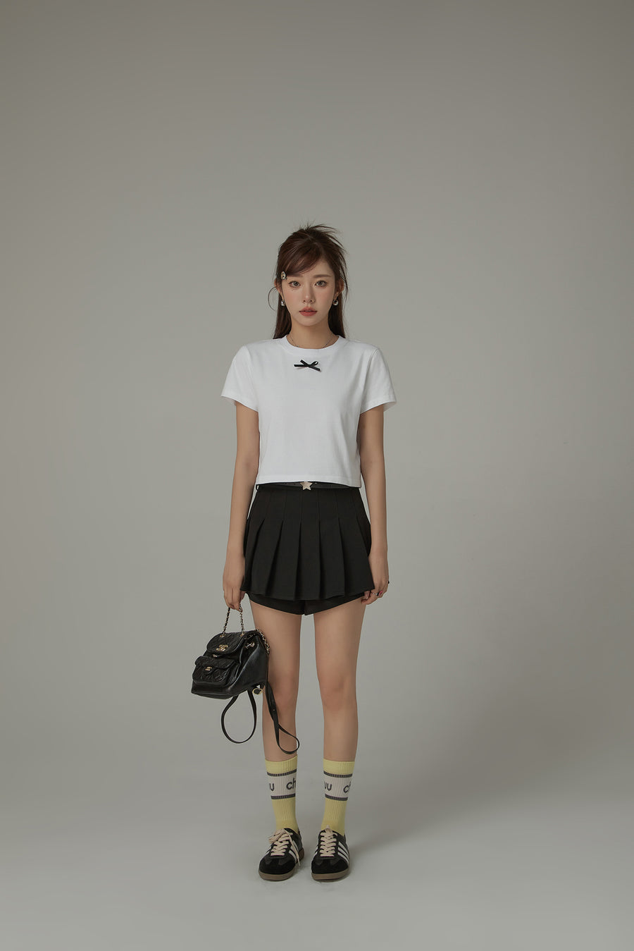 CHUU Casual Layered Zipper Pleated Skort