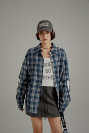 Retro Check Stitching Long Sleeve Shirt