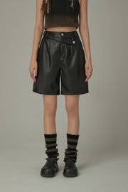 Pintuck Leather Shorts