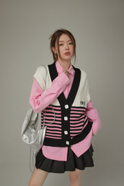 Multi Color Stripe Sleeveless Knit Vest