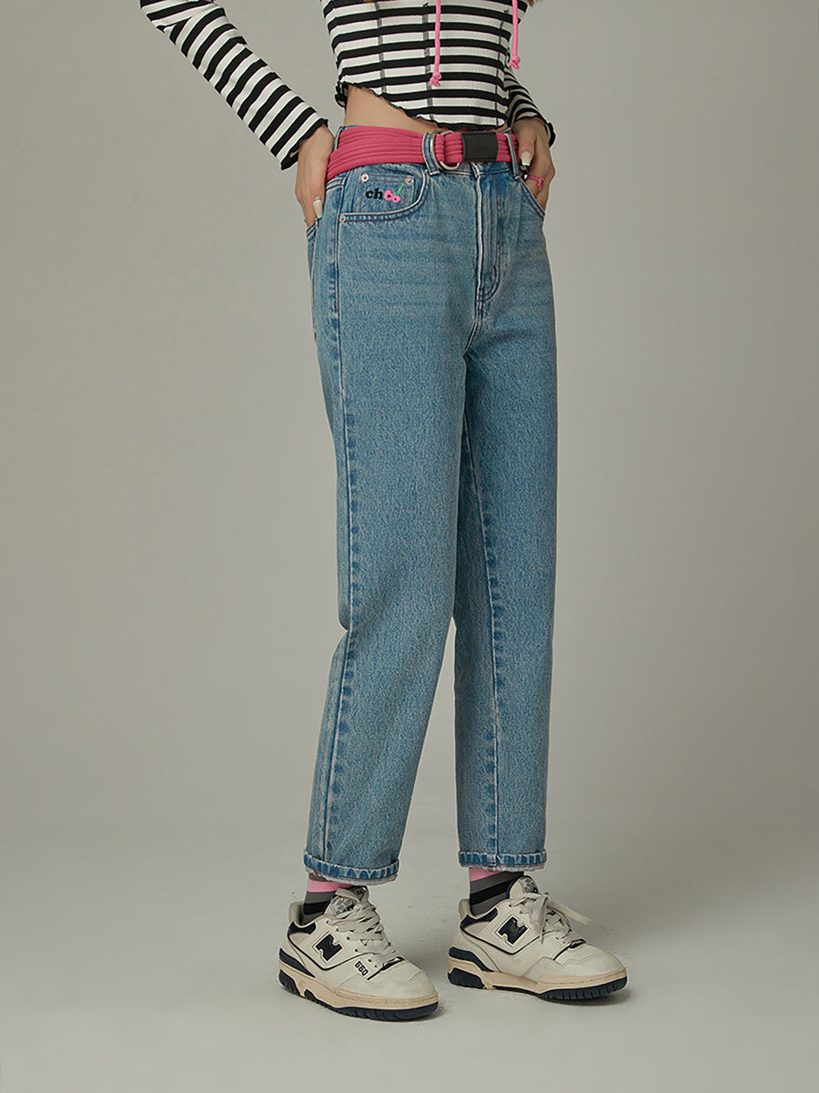 CHUU Logo Embroidered Denim Jeans