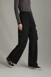 Color Pocket Wide Casual Pants