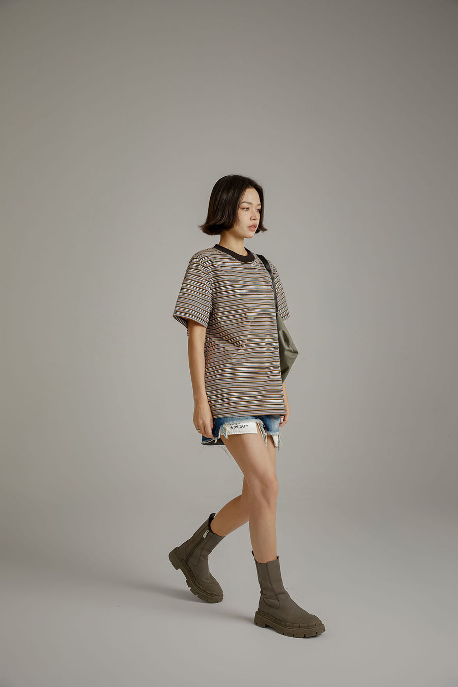 CHUU Colorblocked Striped Short Sleeve T-Shirt