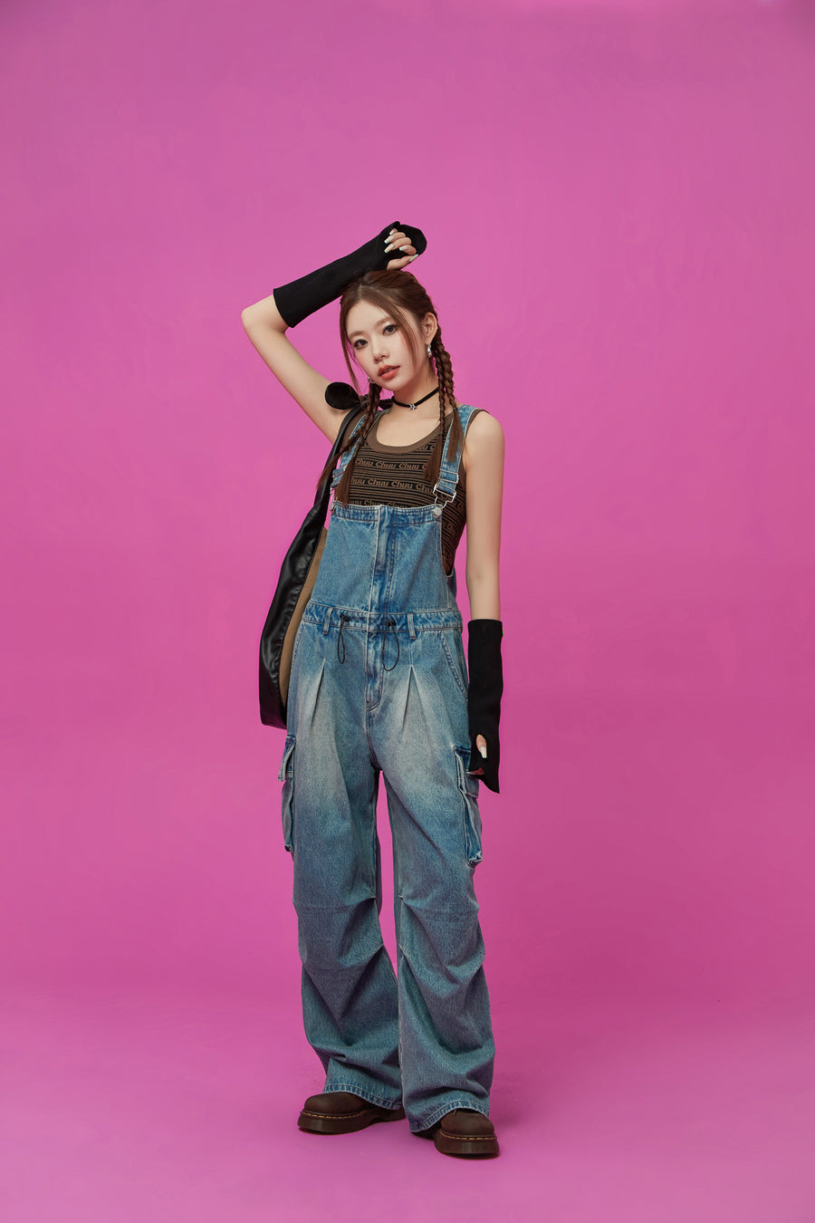 CHUU Big Pocket Denim Overalls