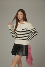 Big Collar Striped Knit Sweater