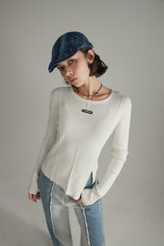 Slit Knit Long Sleeve Top