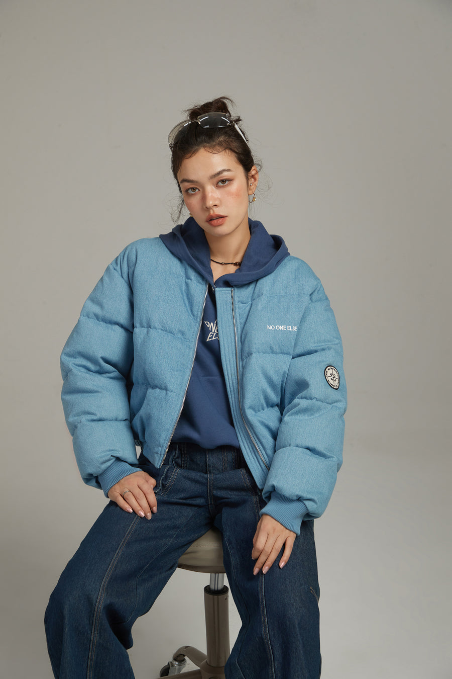 CHUU Duck Down Denim Padded Jacket