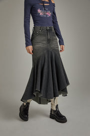 Denim Long Mermaid Skirt