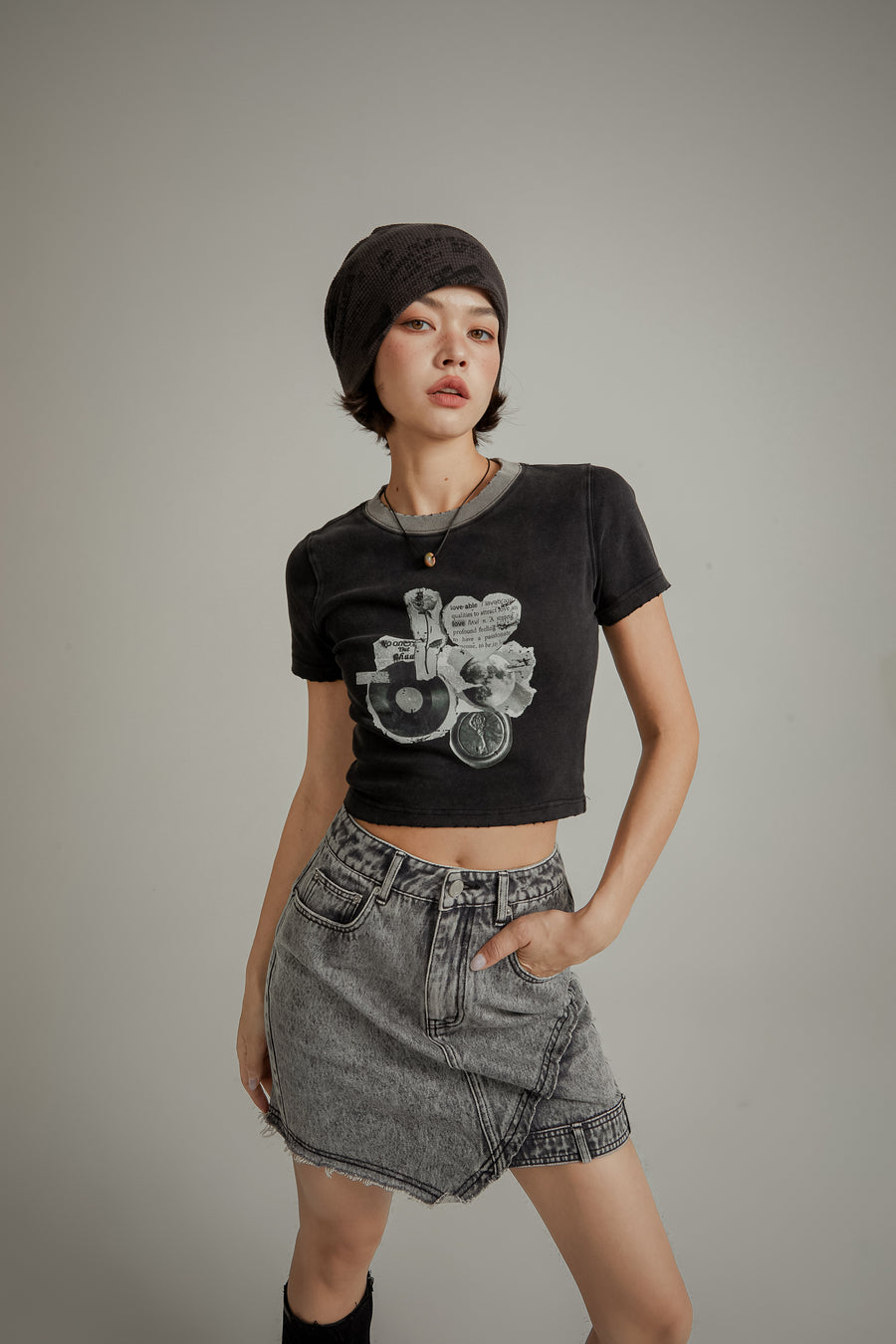 CHUU Vintage Color Crop T-Shirt