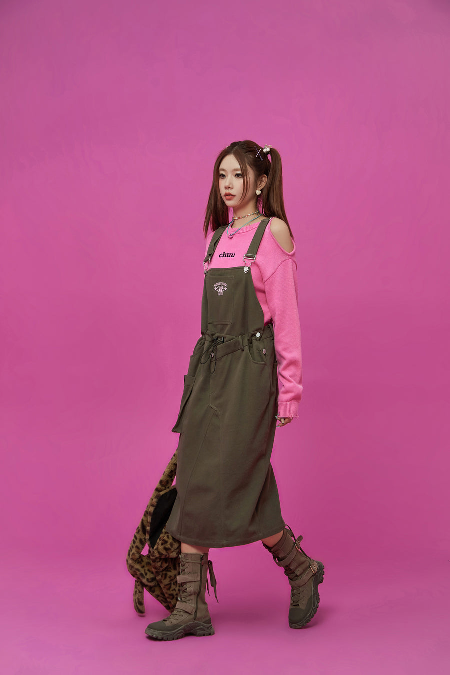 CHUU Pocket Overalls Dress