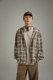 Checked Hooded String Shirt