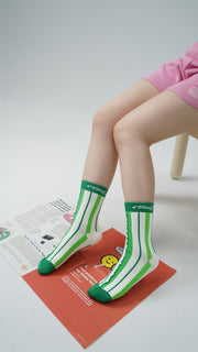 Logo Frilly Lined Ribbed High Socks