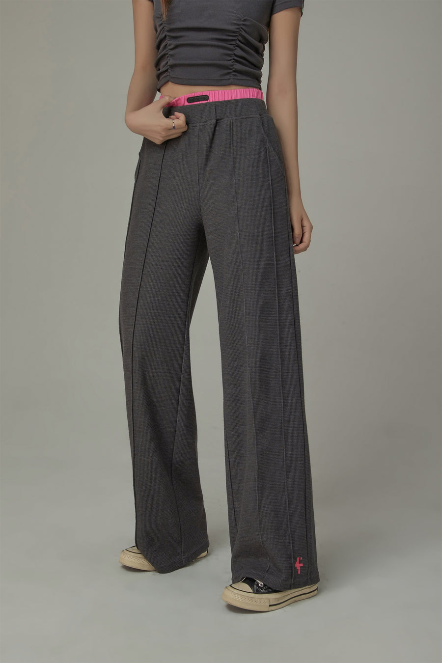 CHUU Wide Double Banding Loose Fit Pants