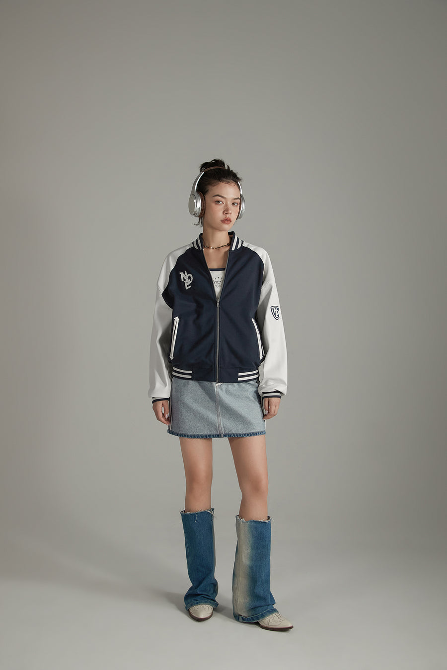 CHUU Letterman Varsity Zip-Up Jacket