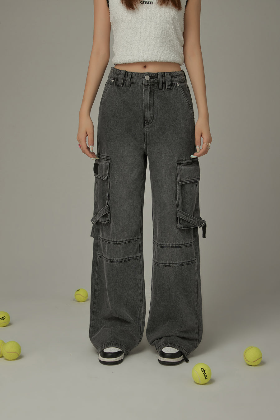 CHUU Pocket Color Straight Jeans