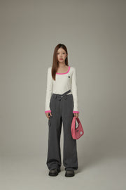 Pocket Side Slit Straight Pants