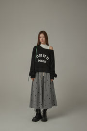 String Heart Check Long Skirt