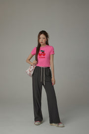 Side Slit String Casual Wide Pants