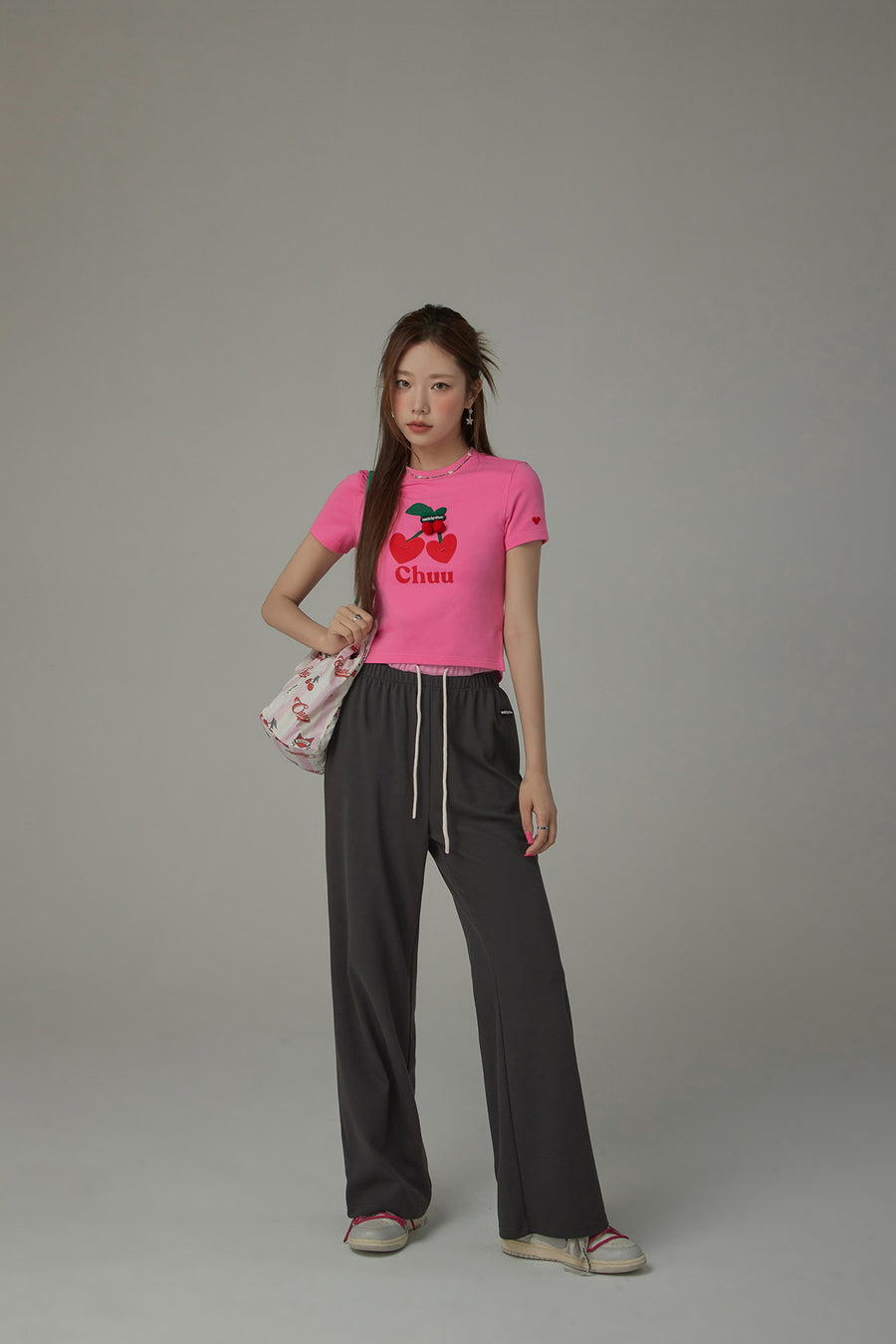 CHUU Side Slit String Casual Wide Pants