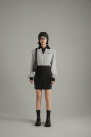 Contrast Color Polo Neck Dress