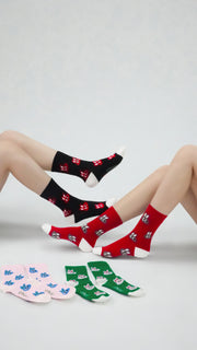 Colored Rabbit Printed High Socks