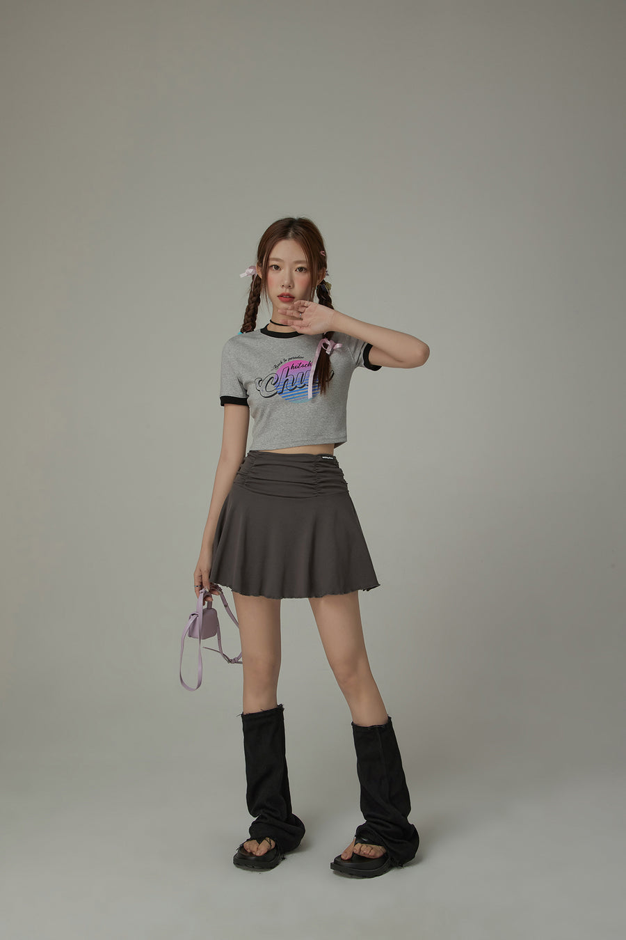 CHUU Sport Shirring Frill Mini Skirt