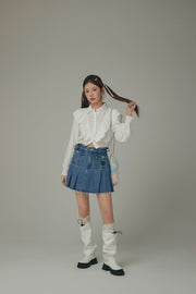 Ruffle Cropped Drawstring Shirt