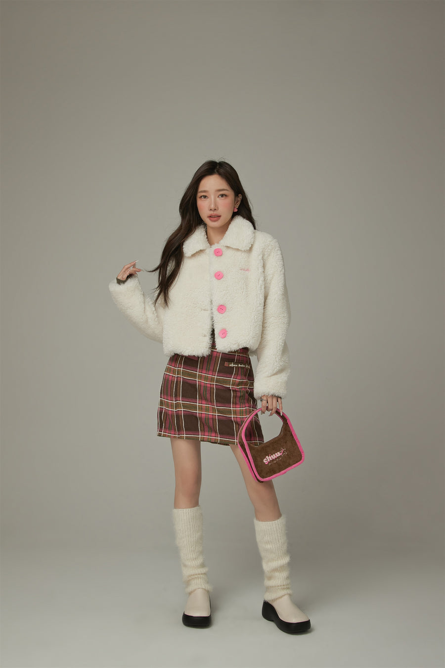 CHUU Fleece Collar Button Jacket