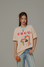 Pixel Print Loose-Fitting T-Shirt