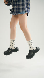 Dark Color Star Jacquard High Socks
