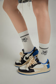 Classic Lettering Ribbed High Socks