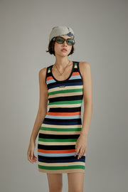 Color Contrast Striped Sleeveless Knit Dress